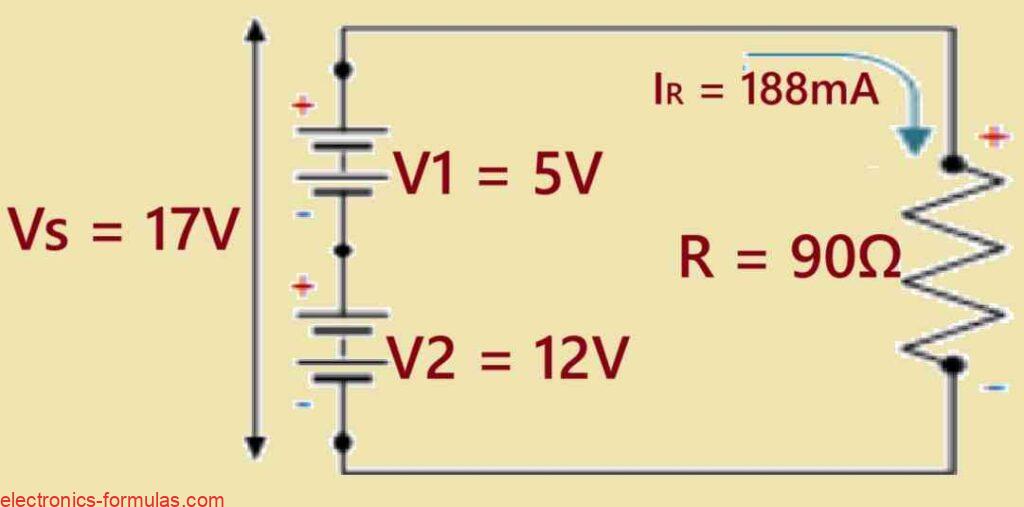 series aiding voltage source problem