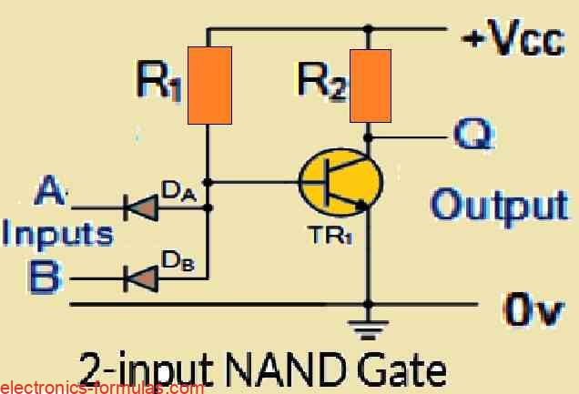 2 input nand gate using transistor diode