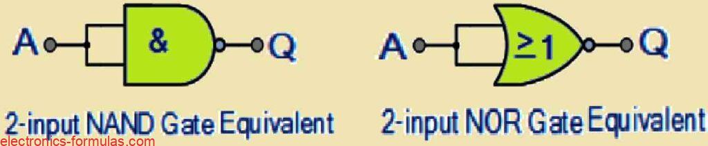 Equivalents of NOT gate using NAND and NOR Gates