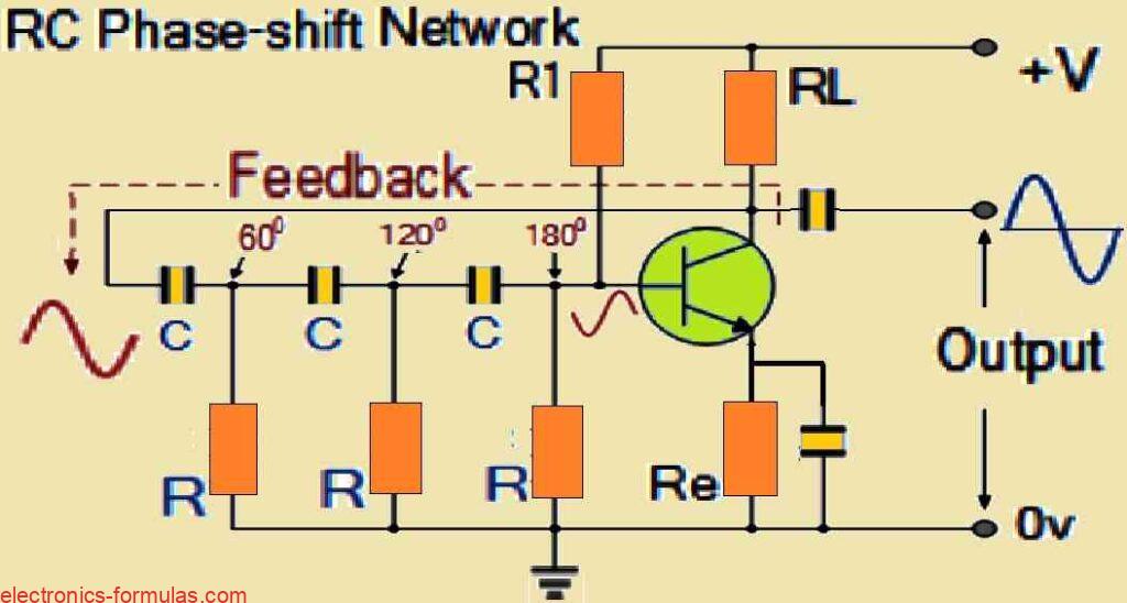 Basic transistorized 3 stage RC Oscillator Circuit