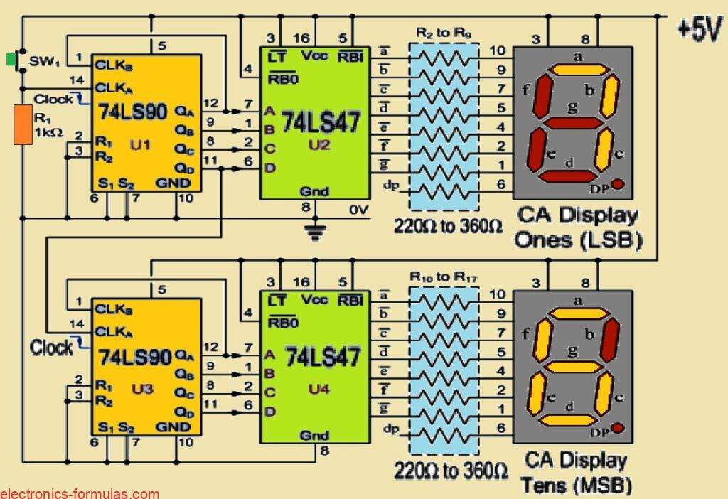 Two Digit 7-segment Display Counter Circuit