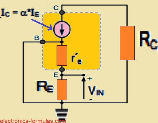 transistor's dynamic emitter resistance r’e.